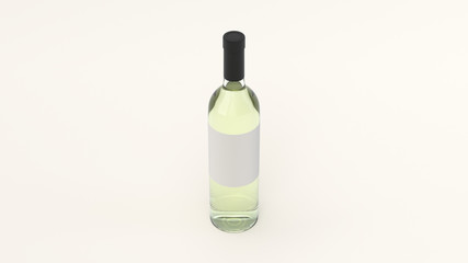 Mockup for bottle of white wine with blank label