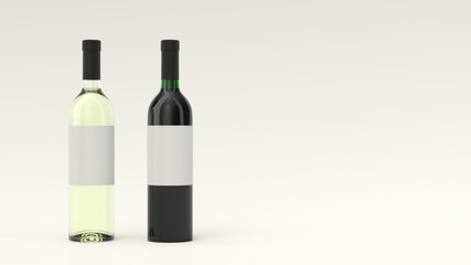 Mockup for two bottles of red and white wine