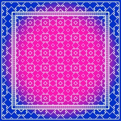 Obraz premium Decorative ornament with geometric decoration. symmetric pattern . For print Bandanna, shawl, tablecloth, fabric fashion, scarf, design