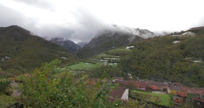 Time-lapse view of mountains from Caleao, In Parque Natural de Redes, Asturias, Spain