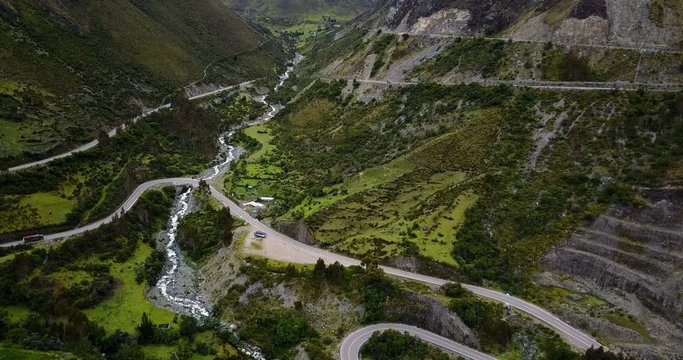 Drone flight over San Luis road in Peru