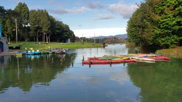 BOGOTA NOV 18: View of Parque 93 in Bogota. It's also one of the best spots in the city for a picnic, with views up towards the mountains, and a laid-back, in Bogota, Colombia on Nov 18, 2018.
