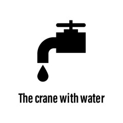 Crane with water icon with description. Element of energy saving icon for mobile concept and web apps. Detailed Crane with water icon can be used for web and mobile