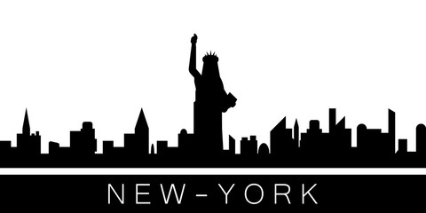 New York detailed skyline. Vector postcard illustration