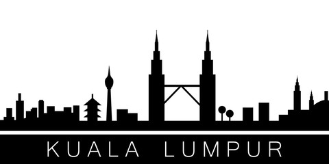 Kuala Lumpur detailed skyline. Vector postcard illustration