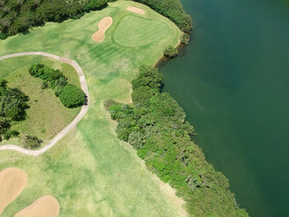 Aerial view of golf course
