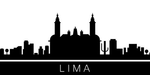Lima detailed skyline. Vector postcard illustration