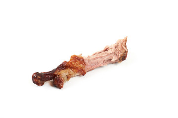 chicken bone after eating , isolated on a white background.