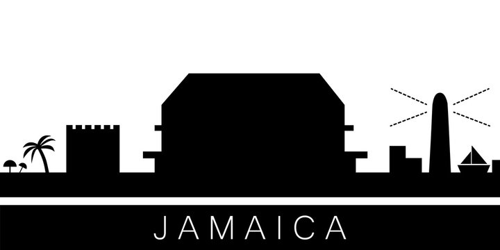 Jamaica detailed skyline. Vector postcard illustration
