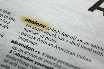 The word or phrase Abalone in a dictionary.