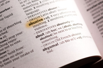 The word or phrase Abusive in a dictionary.
