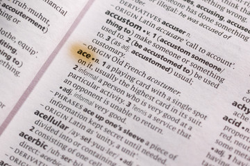 Obraz premium The word or phrase Ace in a dictionary.