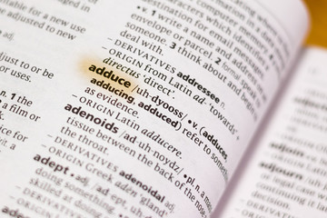 The word or phrase Adduce in a dictionary.