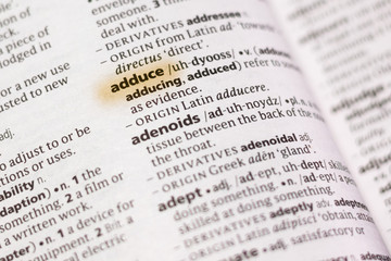 The word or phrase Adduce in a dictionary.