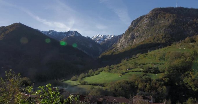 Time-lapse view of mountains from Caleao, In Parque Natural de Redes, Asturias, Spain