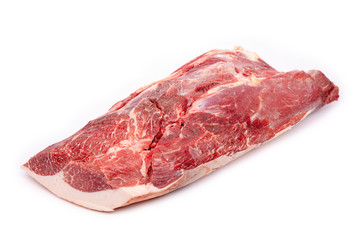 Piece of fresh raw horse meat isolated on white background