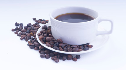 Cup of Coffee closeup with selective focus and crop fragment
