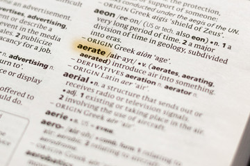 The word or phrase Aerate in a dictionary.