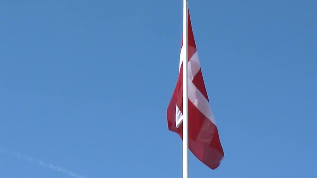 Flag of Denmark in summer on Sams&radic;&prod;