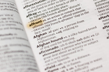 The word or phrase Affront in a dictionary.