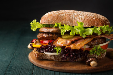 Big burger with bacon