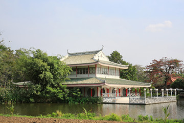 Fototapeta premium Chinese pavilions in the pond, Thailand.