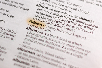 The word or phrase Albion in a dictionary.