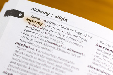 The word or phrase Alchemy in a dictionary.