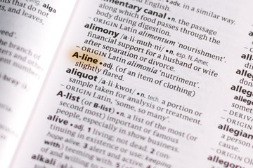 The word or phrase A-Line in a dictionary.