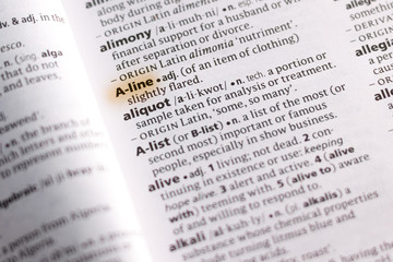 The word or phrase A-Line in a dictionary.