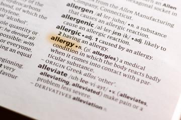 The word or phrase Allergy in a dictionary.