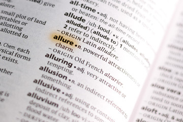 The word or phrase Allure in a dictionary.