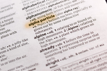 The word or phrase Alpha Particle in a dictionary.
