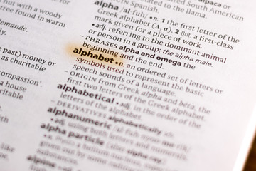 The word or phrase Alphabet in a dictionary.