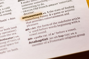 The word or phrase Amusement in a dictionary.