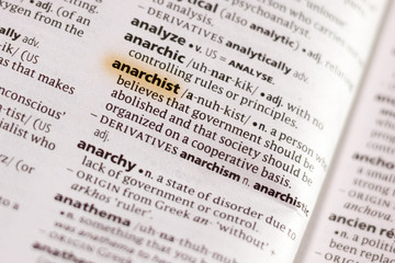 The word or phrase Anarchist in a dictionary.