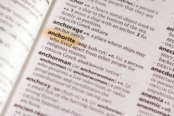 The word or phrase Anchorite in a dictionary.
