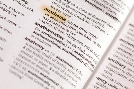 The word or phrase Anathema in a dictionary.