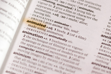 The word or phrase Animated in a dictionary.