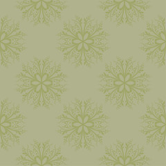 Olive green and gray floral seamless pattern