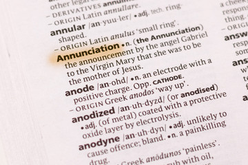 The word or phrase Annunciation in a dictionary.