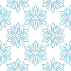 Fototapeta na wymiar Blue floral seamless design on white background