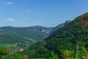 Fototapeta na wymiar Beautiful panorama of the summer mountain range in the national park Durmitor in Montenegro.