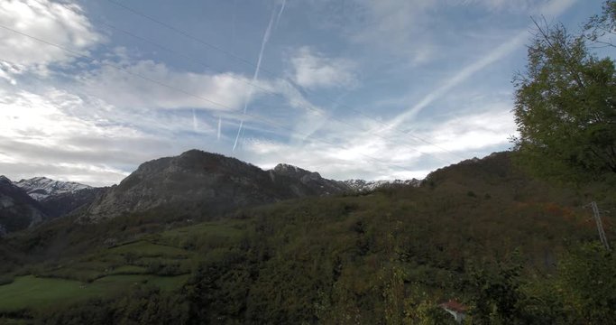 Time-lapse view of mountains from Caleao, In Parque Natural de Redes, Asturias, Spain