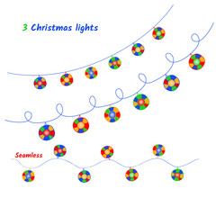 Naklejka premium Vector set of Christmas lights