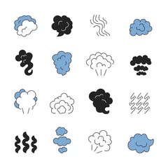 Selbstklebende Fototapeten Steam line symbols. Smell of cooking food vapour smoke outline vector icon set. Smell and gas cloud, smoke and odor illustration © ONYXprj