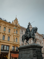 Obraz premium Ban Josip Jelacic statue on Zagreb city main square