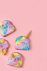 Colorful mermaid and unicorn toast with decoration