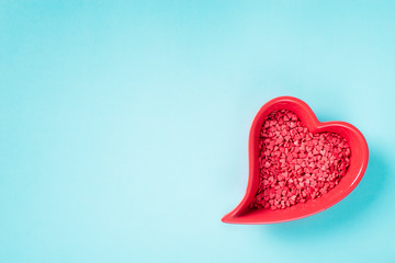 Valentines day card with red heart decoration