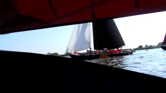 sailing with classic boats on inhore water Friesland The Netherlands